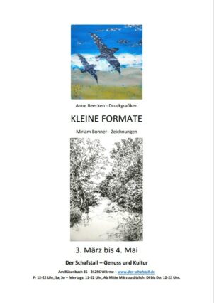 Plakat: Kleine Formate Anne Beecken und Miriam Bonner im Schafstall Wörme